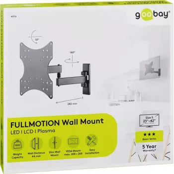 Goobay TV nástenný držiak Basic FULLMOTION (S) 15 kg 23-42 palcov