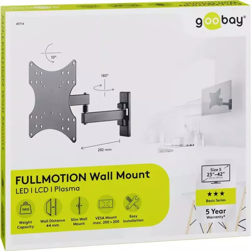 Goobay TV nástenný držiak Basic FULLMOTION (S) 15 kg 23-42 palcov