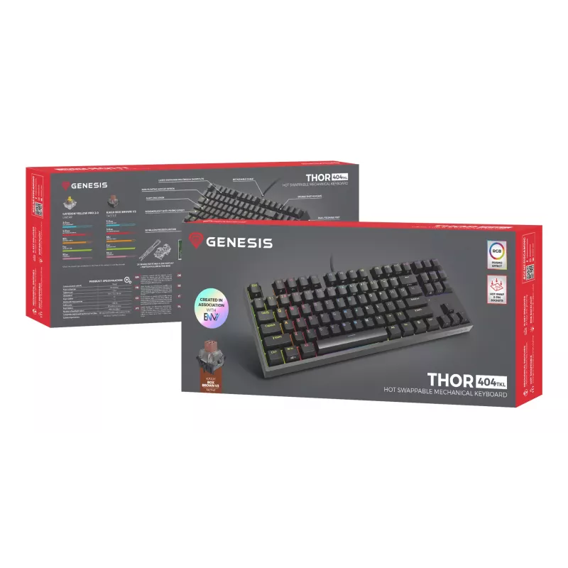 GENESIS Thor 404 TKL klávesnica herná USB QWERTY US-anglická čierna