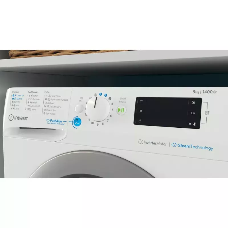 Práčka s predným plnením Indesit BWE 91496X WSV EE — 9 kg, 1400 ot/min, energetická trieda A, biela