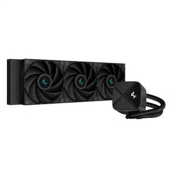 All-in-One vodné chladenie DeepCool LS720S Zero Dark — 3×120-mm ventilátory, 360-mm radiátor, 41 cm hadice, 6-W pumpa, podpora LGA1151/AM4/AM5, čierne