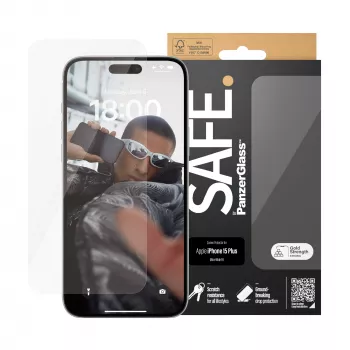 PanzerGlass SAFE. by ® ochranná fólia displeja iPhone 15 Plus | Ultra-Wide Fit