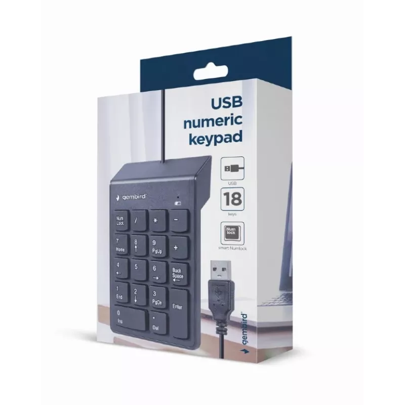 Numerický blok klávesov GEMBIRD KPD-U-03 USB 18 klávesov Scissorswitch, 1,45 m kábel, čierny