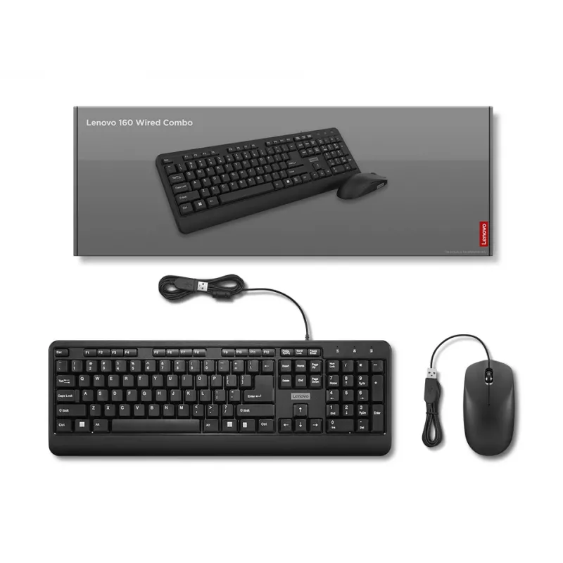 Lenovo 160 klávesnica myš súčasťou Home/Office USB US English čierna