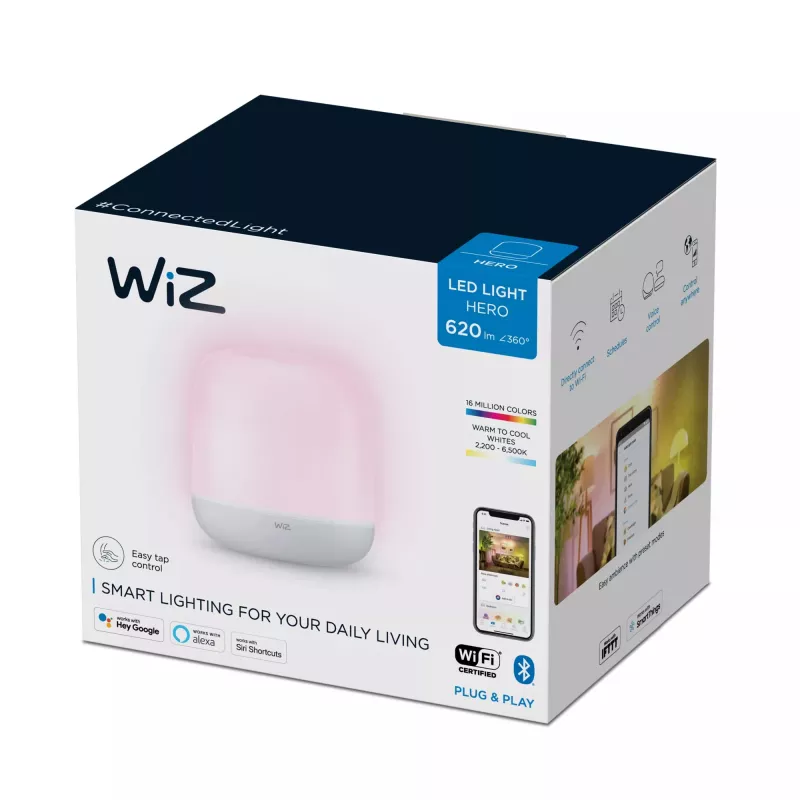 WiZ Hero prenosná inteligentná stolová lampa, nastaviteľná biela a farebná, 9 W