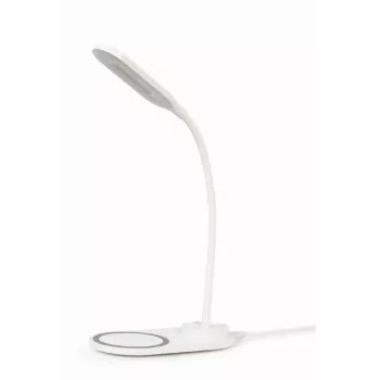 GEMBIRD stolná lampa s bezdrôtovou nabíjačkou, biela