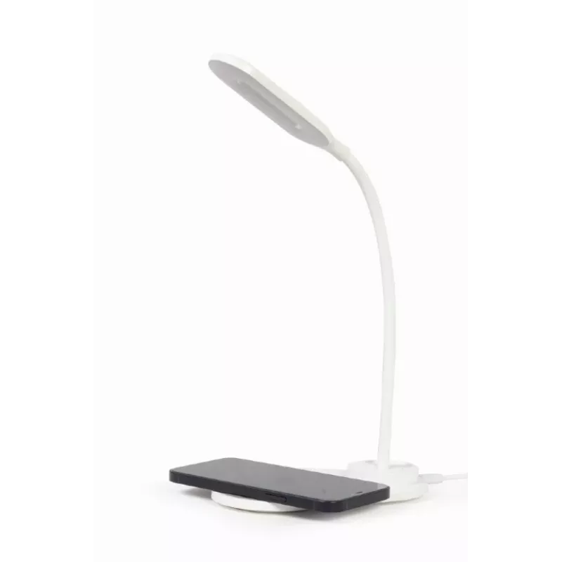 GEMBIRD stolná lampa s bezdrôtovou nabíjačkou, biela