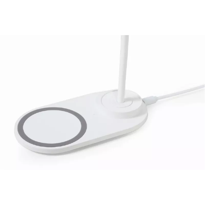 GEMBIRD stolná lampa s bezdrôtovou nabíjačkou, biela