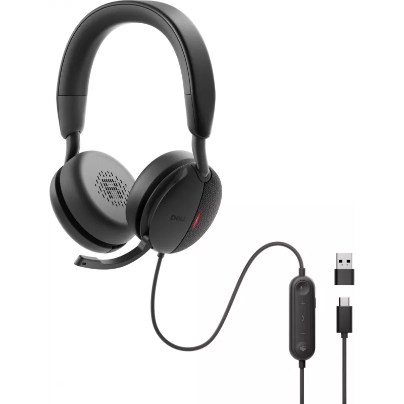 DELL Pro Plus káblový ANC headset - WH5024, káblový, telefonovanie/hudba, 20 - 20000 Hz, 189 g, headset, čierny