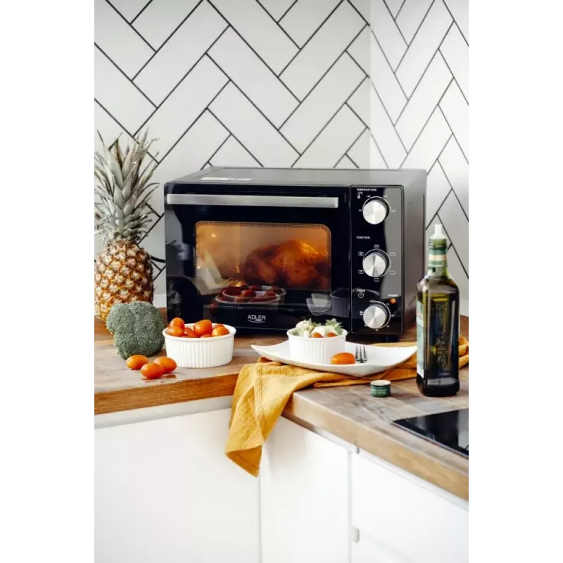 Elektrická stolová rúra Adler AD 6024 — kompaktná, objem 22 l, 1300 W, čierna