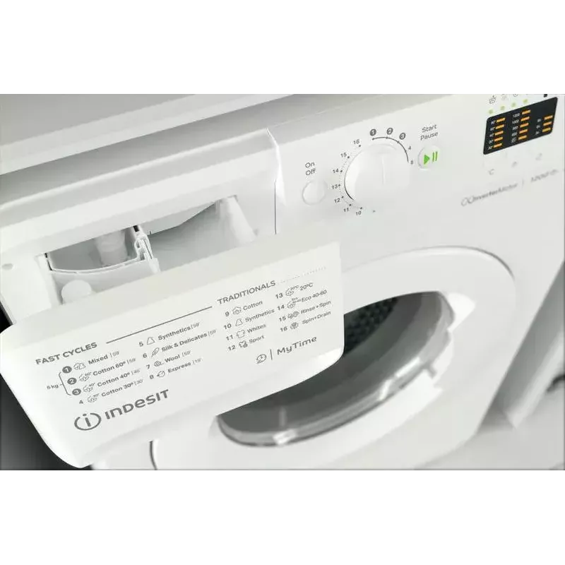 Práčka s predným plnením INDESIT MTWSA 61294 W EE, 6 kg, invertorový motor, energetická trieda C