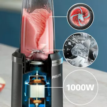 Stolový mixér Philips 5000 Series HR2766/00 — 1000 W, nádoba 0,7 L, drvič 0,3 L, čierna/nerez