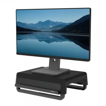 Fellowes stojan na počítačový monitor s 3 nastaveniami výšky - Breyta podstavec na monitor so správou káblov - ergonomický nastaviteľný stojan na monitor pre počítač - Max. hmotnosť 15 kg - čierna