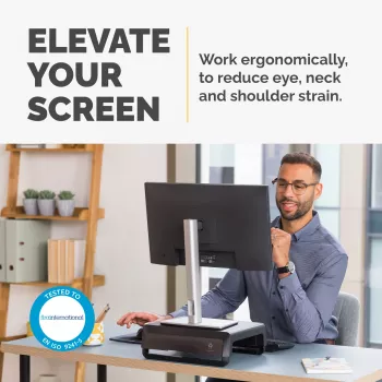 Fellowes stojan na počítačový monitor s 3 nastaveniami výšky - Breyta podstavec na monitor so správou káblov - ergonomický nastaviteľný stojan na monitor pre počítač - Max. hmotnosť 15 kg - čierna