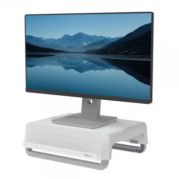 Fellowes stojan na počítačový monitor s 3 nastaveniami výšky - Breyta podstavec na monitor so správou káblov - ergonomický nastaviteľný stojan na monitor pre počítač - Max. nosnosť 15 kg - biela