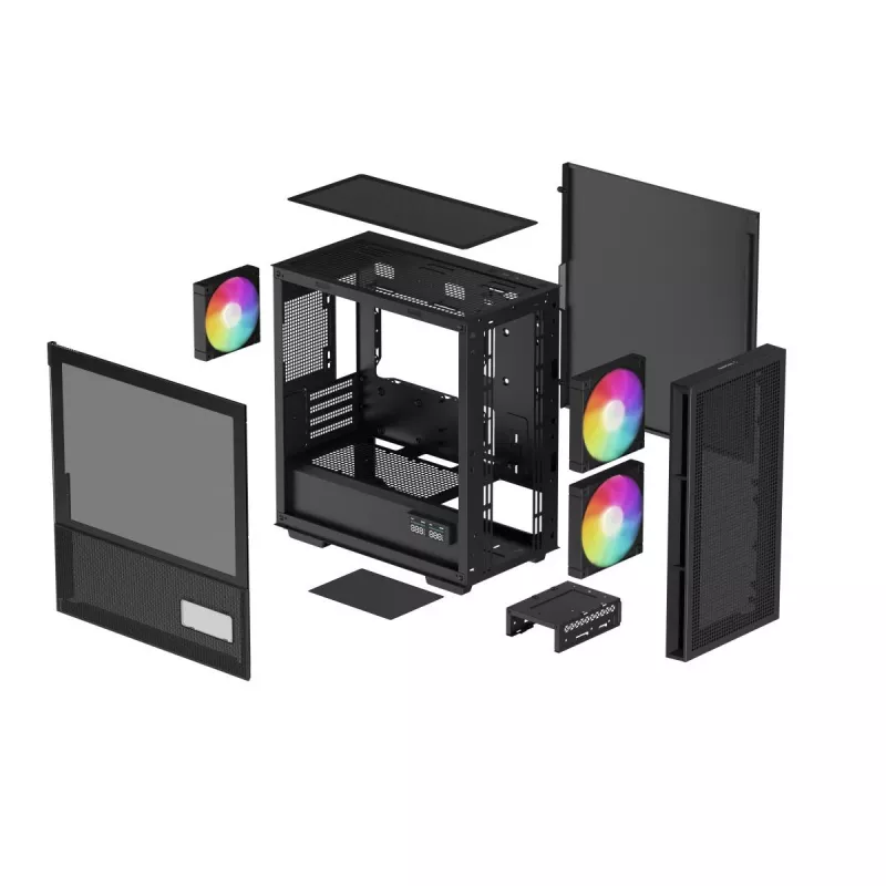 DeepCool CH360 DIGITAL R-CH360-BKAPE3D-G-1 počítačová skriňa Micro Tower, micro ATX/Mini-ITX, tvrdené sklo, čierna