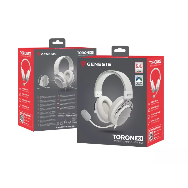 GENESIS Toron 301 headset káblový cez hlavu Gaming biely