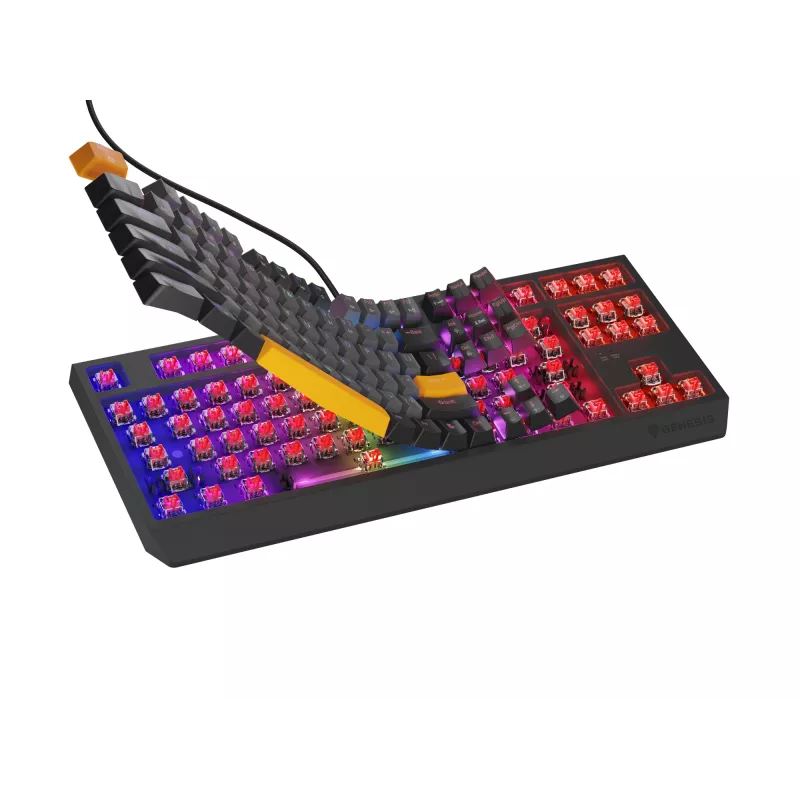 Genesis Thor 230 TKL drôtová mechanická herná klávesnica, US, Anchor Gray Negative, Outemu Red