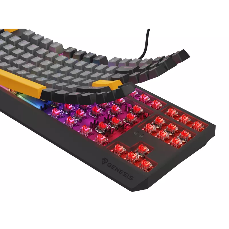 Genesis Thor 230 TKL drôtová mechanická herná klávesnica, US, Anchor Gray Negative, Outemu Red