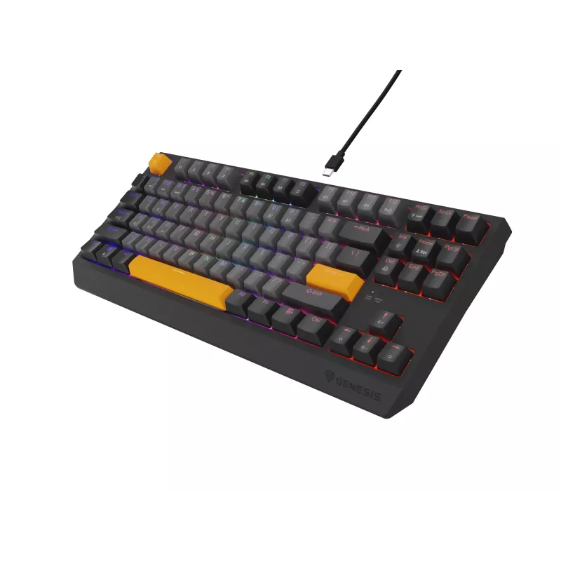 Genesis Thor 230 TKL drôtová mechanická herná klávesnica, US, Anchor Gray Negative, Outemu Red