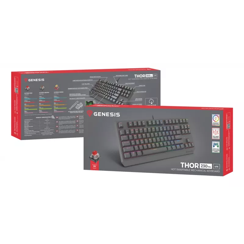 GENESIS Thor 230 TKL Lite klávesnica Gaming USB QWERTY anglická čierna