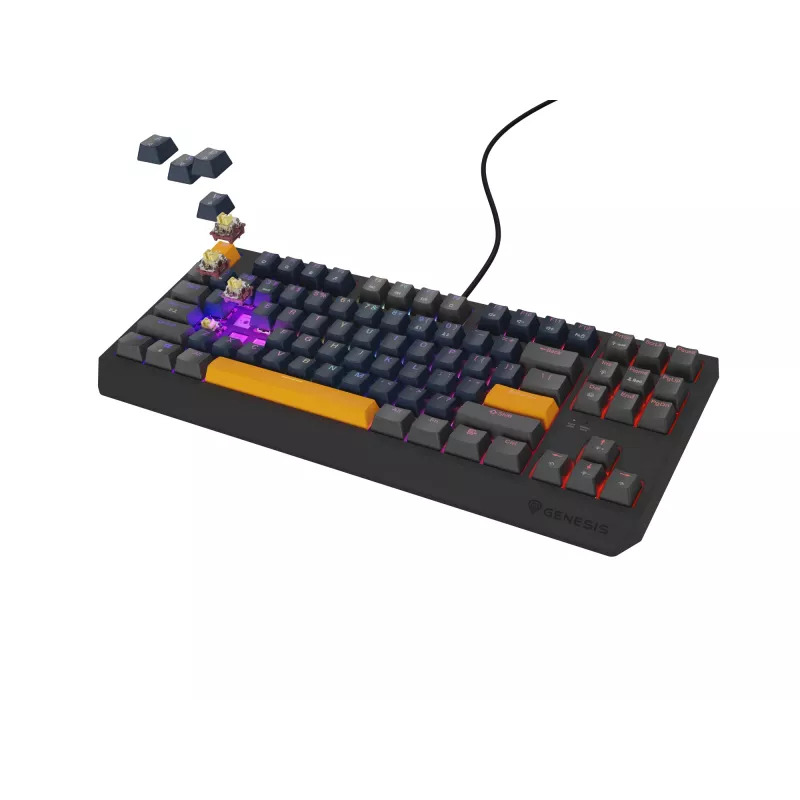 GENESIS THOR 230 TKL klávesnica Gaming USB + RF Wireless + Bluetooth QWERTY čierna, modrá, sivá, oranžová