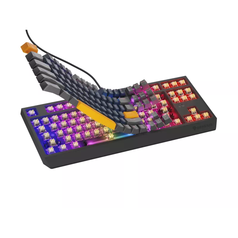 GENESIS THOR 230 TKL klávesnica Gaming USB + RF Wireless + Bluetooth QWERTY čierna, modrá, sivá, oranžová