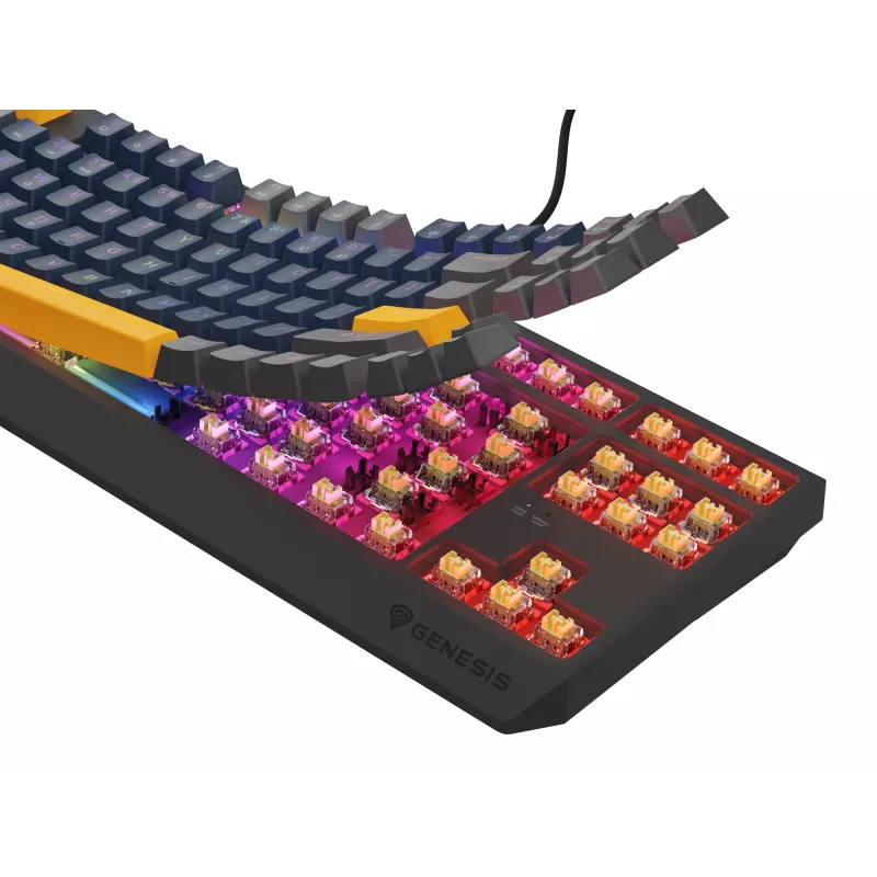 GENESIS THOR 230 TKL klávesnica Gaming USB + RF Wireless + Bluetooth QWERTY čierna, modrá, sivá, oranžová