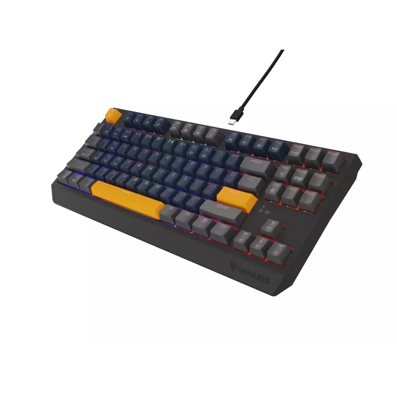 GENESIS THOR 230 TKL klávesnica Gaming USB + RF Wireless + Bluetooth QWERTY čierna, modrá, sivá, oranžová