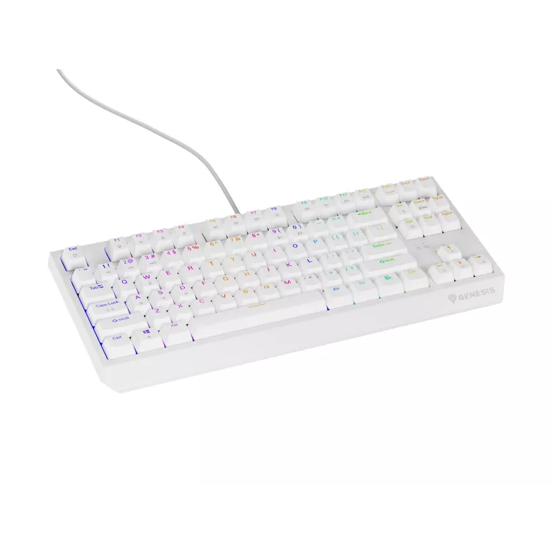 Genesis Thor 230 TKL drôtová mechanická herná klávesnica, US, biela, Outemu Brown