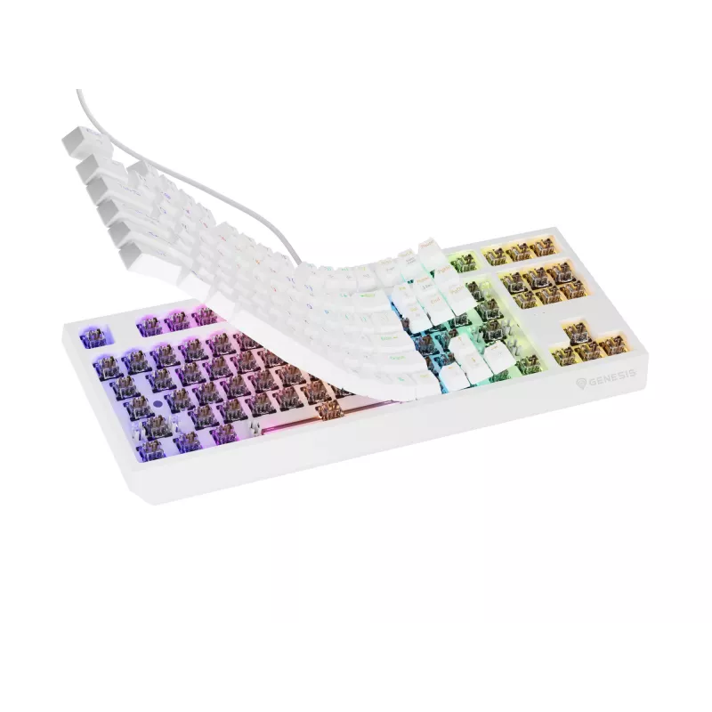 Genesis Thor 230 TKL drôtová mechanická herná klávesnica, US, biela, Outemu Brown
