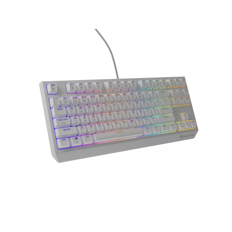 Genesis Thor 230 TKL drôtová mechanická herná klávesnica, US, biela, Outemu Brown