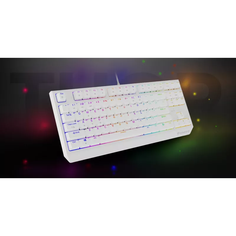 Genesis Thor 230 TKL drôtová mechanická herná klávesnica, US, biela, Outemu Brown