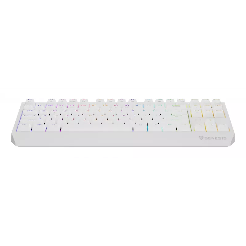 Tenkeyless herná klávesnica GENESIS Thor 230 TKL — USB, RF Wireless, Bluetooth, QWERTY, biela