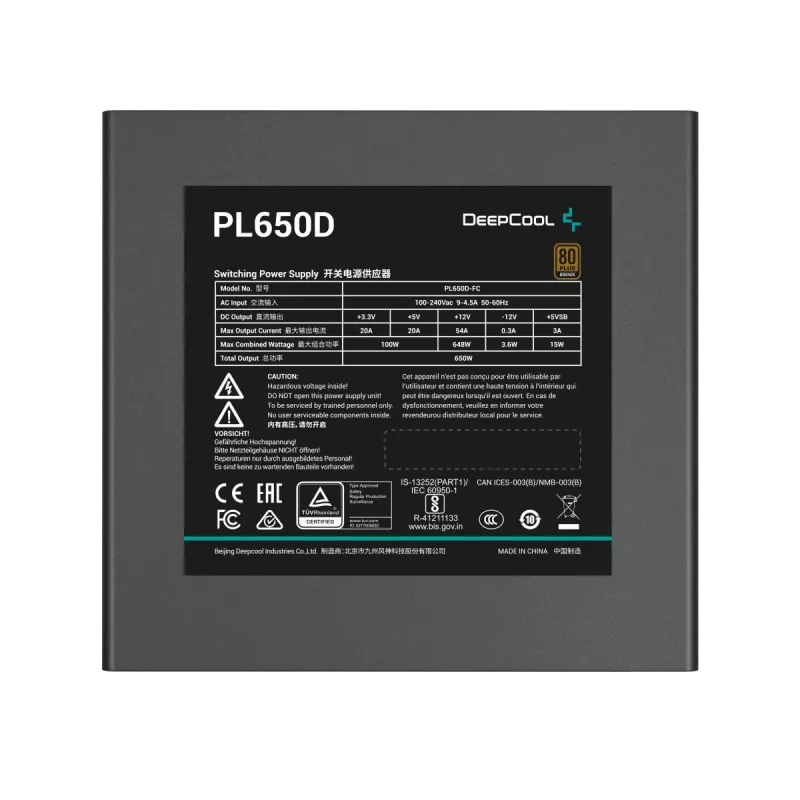 DEEPCOOL Pl650d napájací zdroj 650 W 20+4 Pin ATX - čierny