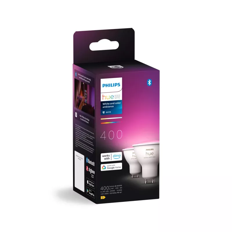 Philips Hue White and Colour Ambience GU10 – Inteligentný reflektor – (2 ks balenie)