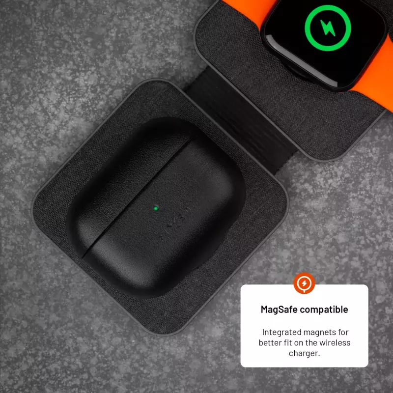 Ochranné puzdro z kože FIXED FIXLPM-999-BK pre slúchadlá s podporou MagSafe, čierne