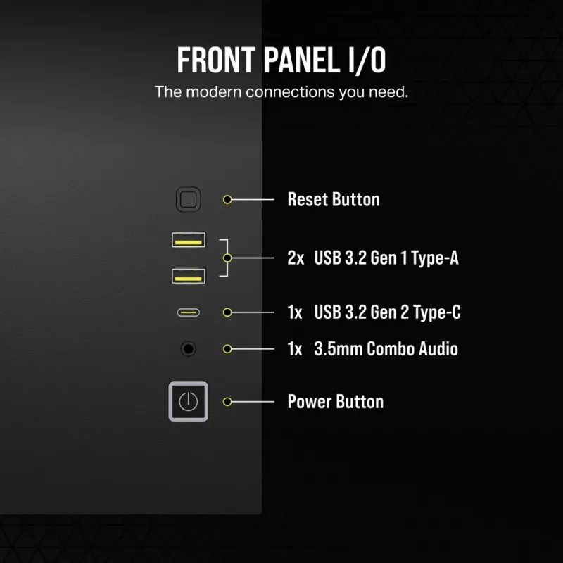 PC skriňa CORSAIR 2500D AIRFLOW Midi Tower čierna — ATX/Micro ATX, podpora 280 mm predného radiátora, USB-A x2, USB-C x1