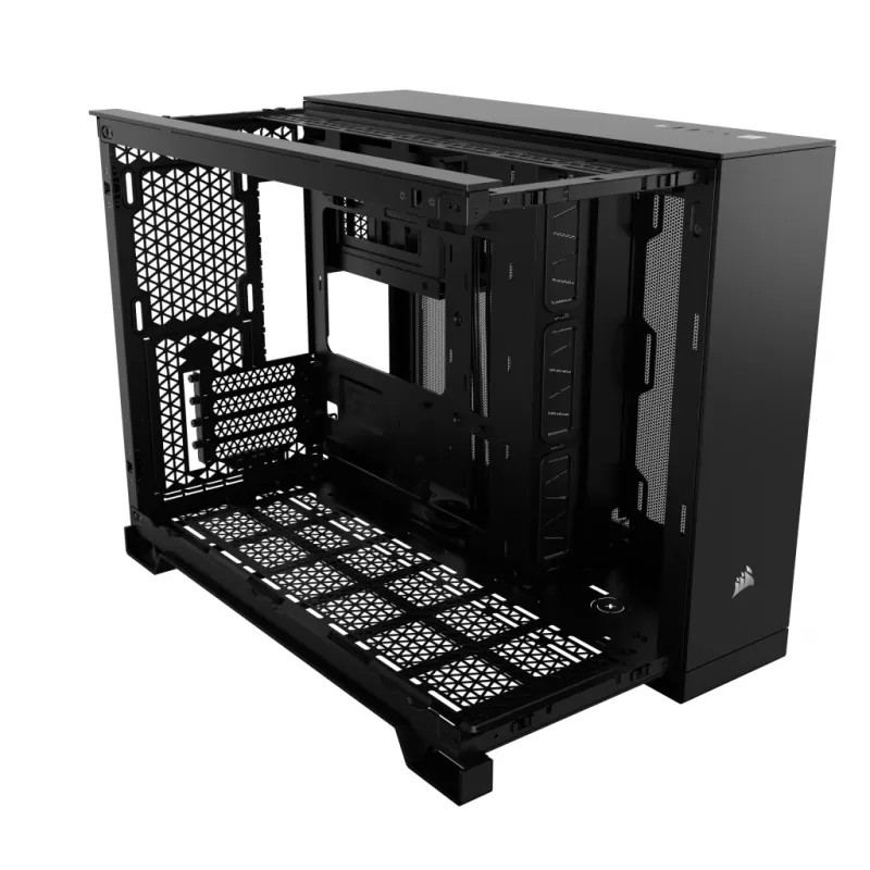 PC skriňa CORSAIR 2500D AIRFLOW Midi Tower čierna — ATX/Micro ATX, podpora 280 mm predného radiátora, USB-A x2, USB-C x1