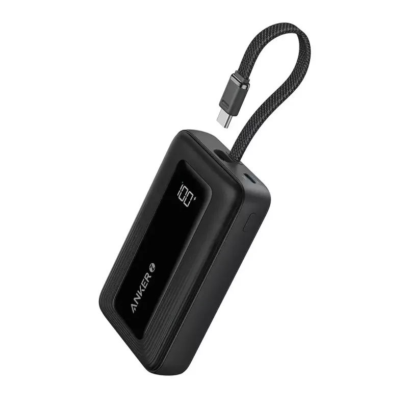 Anker Zolo 10000mAh prenosná batéria, 30W ultrarýchle nabíjanie, integrovaný USB-C kábel, čierna