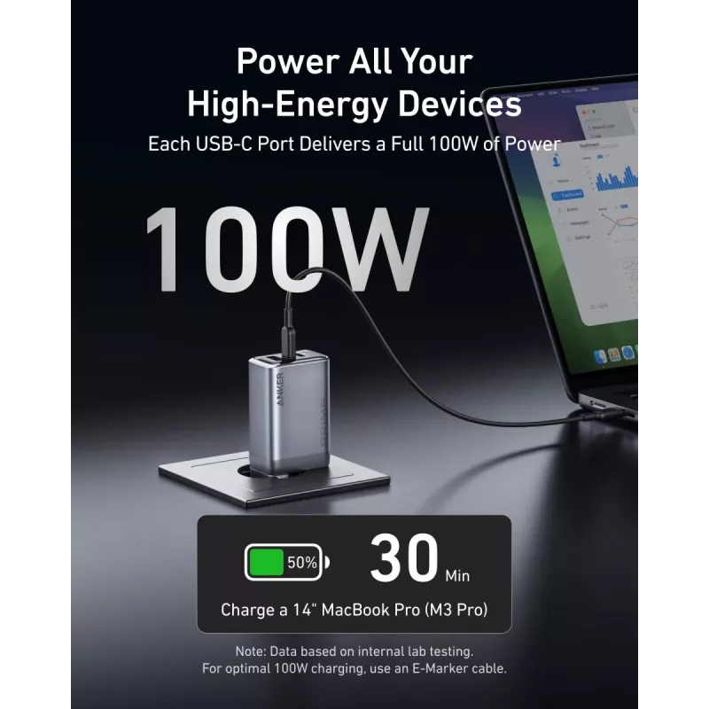 Nabíjačka mobilných zariadení Anker A2688341 univerzálna čierna AC interiérová 110–240 V 1 USB 2.0 2 USB-C