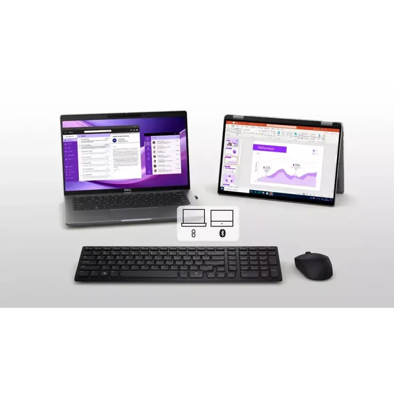 DELL KM555 tichá klávesnica myš v balení univerzálna RF Wireless + Bluetooth QWERTY US International čierna
