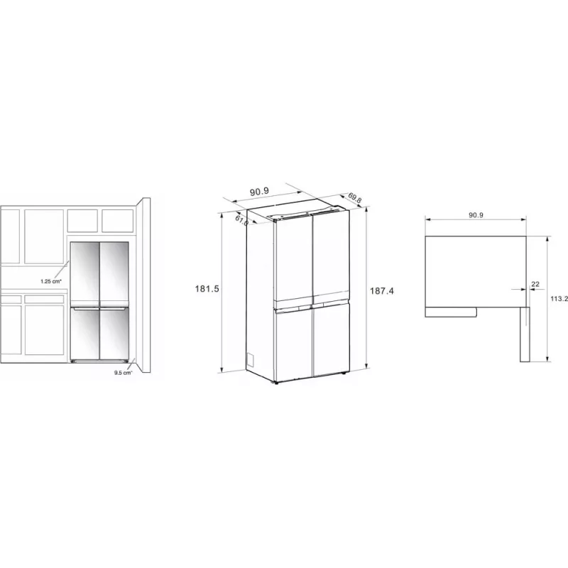 Whirlpool WQ9I FO2BX EF Side-by-Side chladnička voľne stojaca 592 L čierna