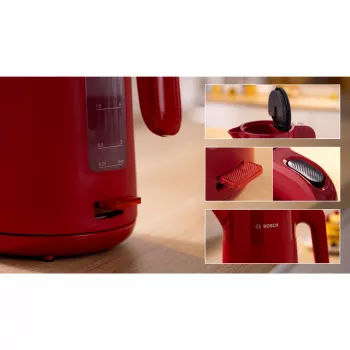Bosch TWK2M164 rýchlovarná kanvica 1,7 L 2400 W čierna, sivá, červená