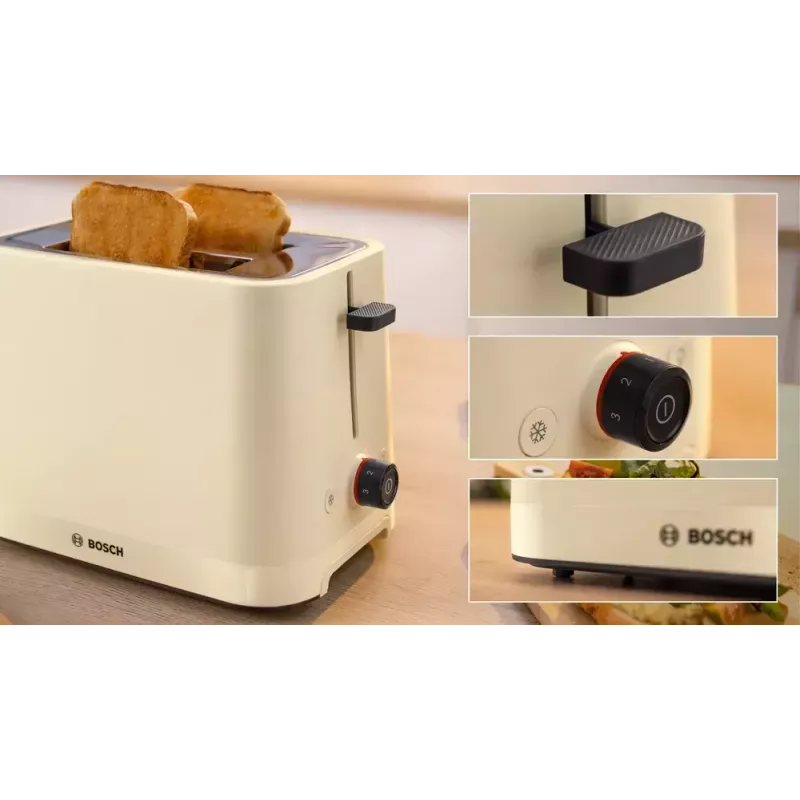 Hriankovač Bosch Compact TAT3M127 – 2-slotový béžový plastové telo, kompaktný dizajn