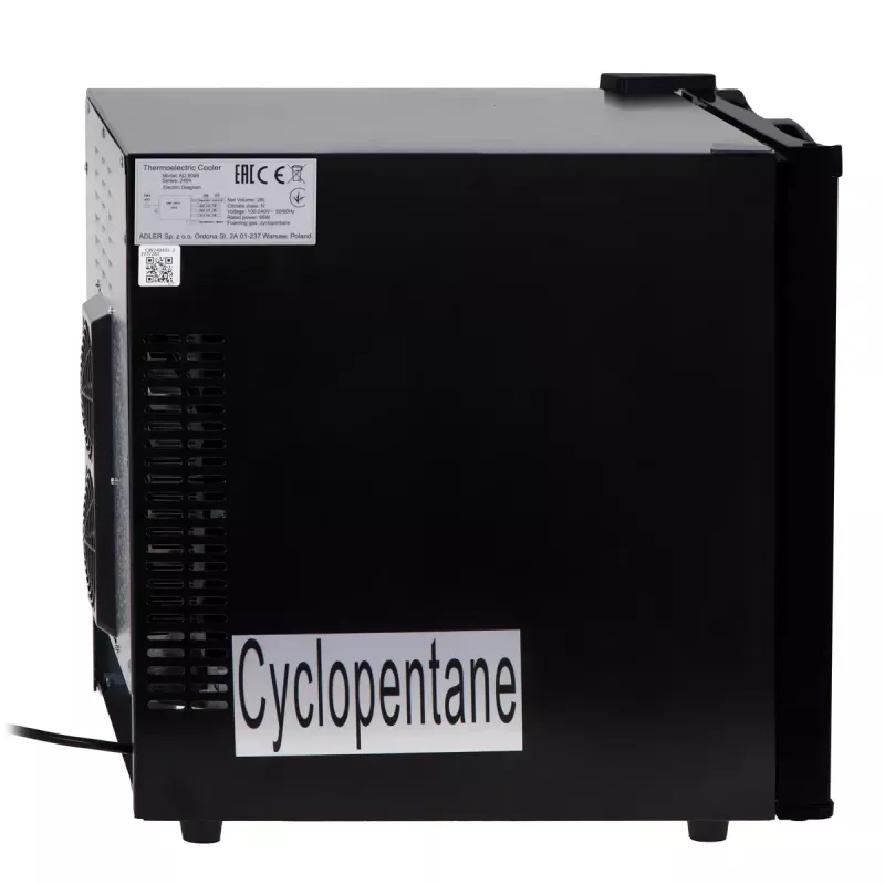Adler AD 8089 termoelektrická chladnička, 28 l, vnútorné LED osvetlenie, 35 dB, energetická trieda E, čierna