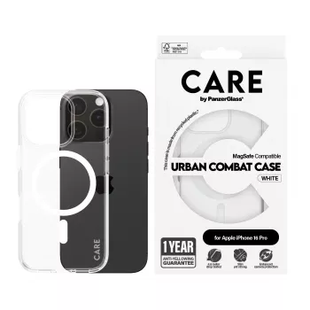PanzerGlass CARE™ by ® Urban Combat puzdro transparentné s bielym MagSafe iPhone 16 Pro