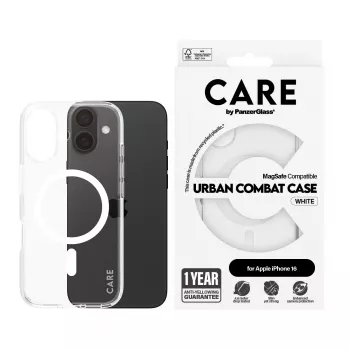 PanzerGlass CARE™ by ® Urban Combat puzdro transparentné s bielym MagSafe iPhone 16