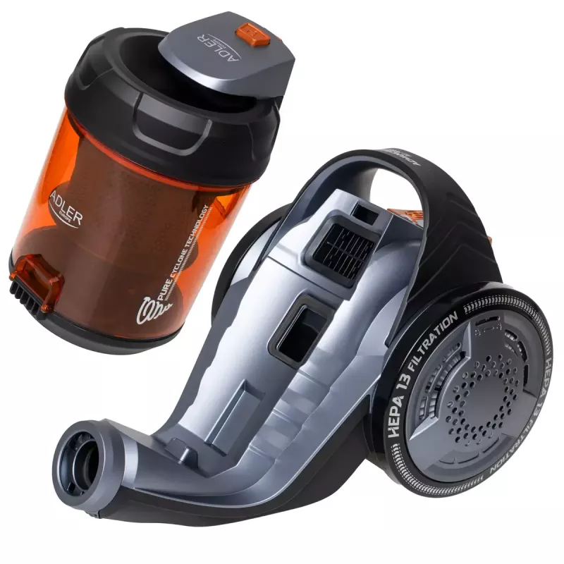 Vysávač bez vrecka Adler AD 7065 — 700 W, 1,6 l nádoba na prach, HEPA, rádius 9 m, čierna/červená