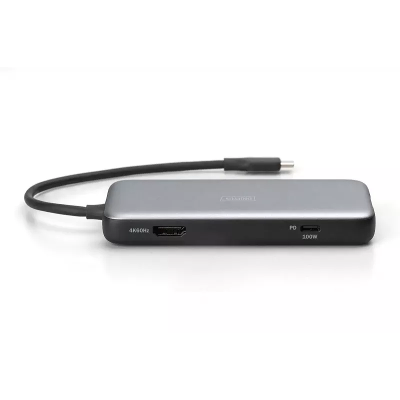DIGITUS USB-C dokovacia stanica, 7-portová - HDMI / 2x USB-A 3.2 Gen 2 / GbE / SD / MicroSD - 100W USB Power Delivery